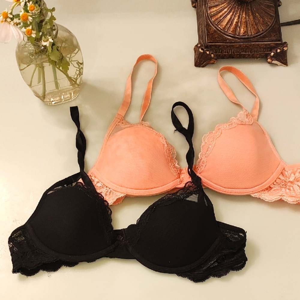 Pepper 34AA Bra Black Pink Lace Classic